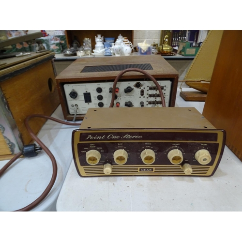 93 - Three GEC valves, a Bakelite valve radio, a Leek Point One stereo amplifier, various items of vintag... 