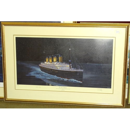 15 - After Simon Fisher, three signed limited-edition 'Titanic' coloured prints: 'The Titanic at Queensto... 