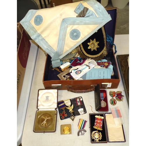 103 - A collection of Masonic jewels, regalia and miscellanea.