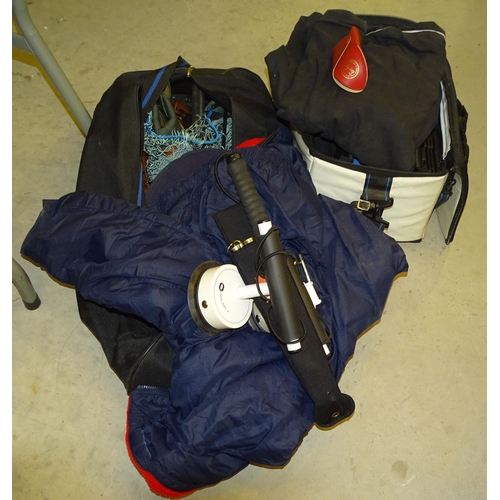 74 - A quantity of fishing clothing and equipment, including chest waders, Patagonia jacket, vacuum rod r... 