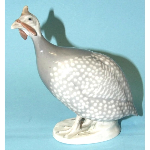 58 - A Royal Copenhagen model of a guinea fowl, 15cm high, No.1086, a table lamp decorated with a marine ... 