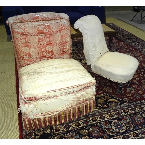 5 - A 19th century Continental upholstered deep-seated chair, on turned ebonised legs with brass and woo... 