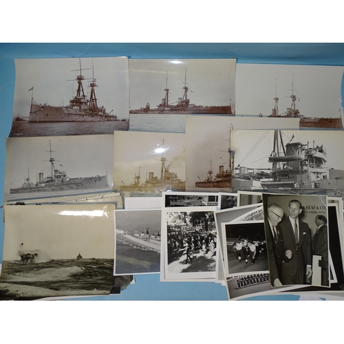 100 - Seven early-20th century photographs of HMS Dreadnought (x4), HMS Temeraire (x2) and HMS Superb, all... 