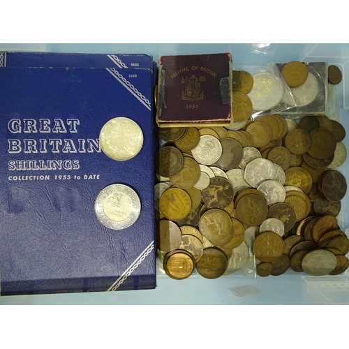 113 - A France 1965 silver 10-francs coin and a collection of various British coinage.