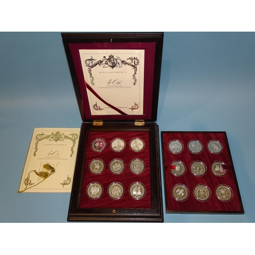 132 - The Royal Mint, 'The Queen Elizabeth II 40th Anniversary Coronation Collection Eighteen Silver Proof... 