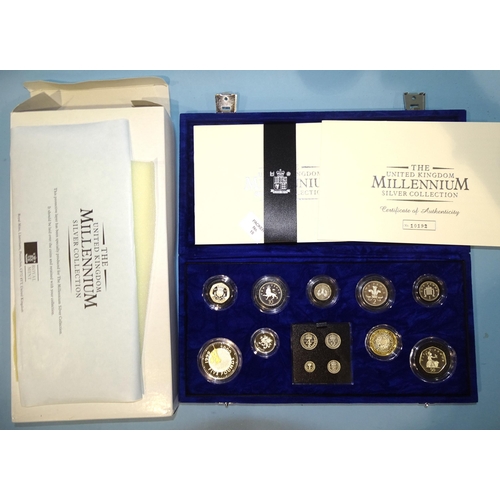 135 - The Royal Mint, 'The United Kingdom Millennium Silver Proof Thirteen Coin Collection', including Mau... 