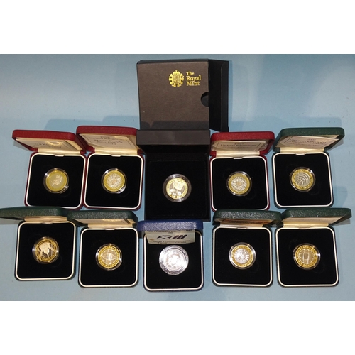 141 - The Royal Mint, a collection of ten cased silver proof £2 coins, comprising: 1997 (x2), 1998, ... 