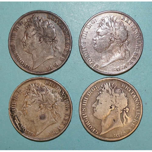 157 - George IV (1820-1830), a collection of four crowns: 1821 (Secundo) (x2) and 1822 (Tertio) (x2), (4).... 