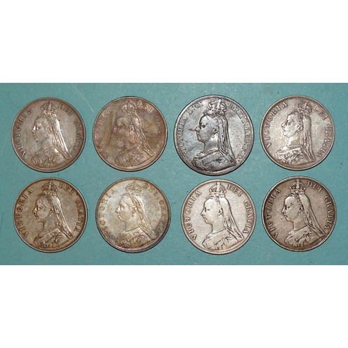 164 - Victoria (1837-1901), a collection of seven double-florins: 1887 (x2), 1889 (x3) and 1890 (x2), toge... 