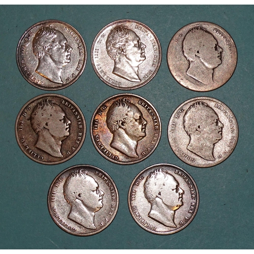 167 - William IV (1830-1837), a collection of eight half-crowns: 1834 (x3), 1836 (x4) and 1837, (8).... 