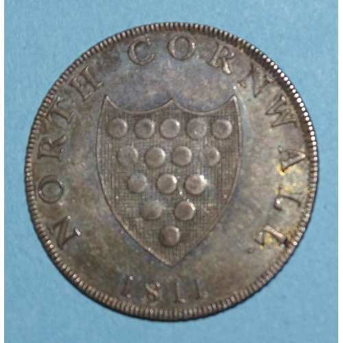 169 - Cornwall, Stratton, John Shephard and Richard Watts, 1811 silver twelve-penny token, arms North Corn... 