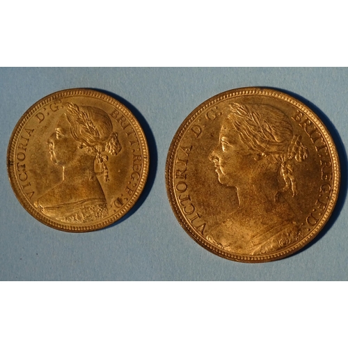 173 - Victoria (1837-1901), penny 1889 and half-penny 1889, both with original colour, (2).... 