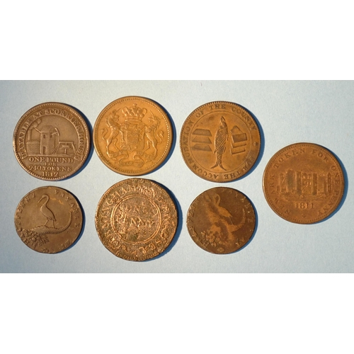 175 - A collection of seven various 18th/19th century tokens, including: 1793 Birmingham Company (x2), (1 ... 