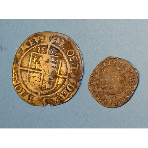 178 - Charles I (1625-1649), a hammered silver half-groat, Tower Mint and an Elizabeth I (1558-1603) 1567 ... 