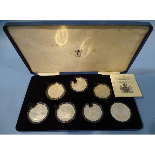 187 - The Royal Mint, H M Queen Elizabeth, The Queen Mother's 80th Birthday cased set of seven silver proo... 