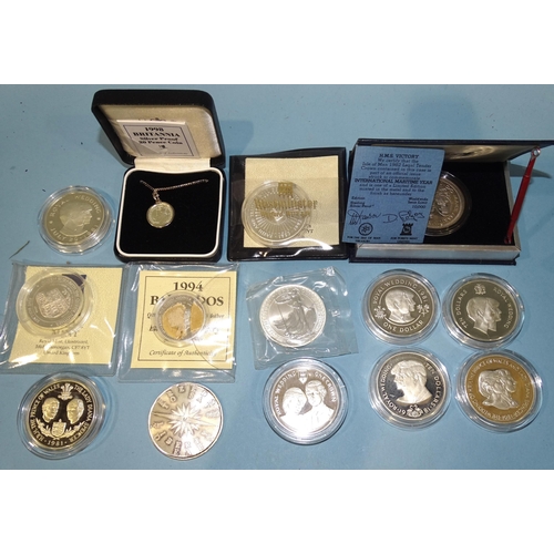 196 - A collection of seven 1981 Royal Marriage silver commemorative coins, a Coronation 40th Anniversary ... 