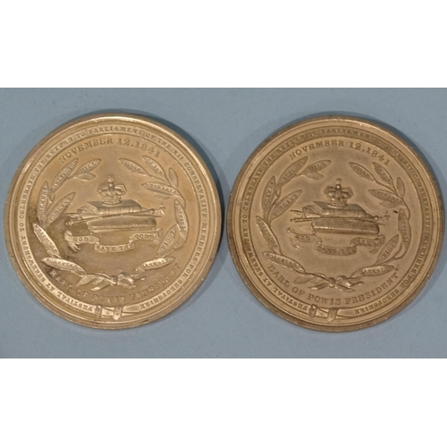 197 - Two Victorian white metal medals: 'All Friends Round The Wrekin', commemorating the return of Conser... 