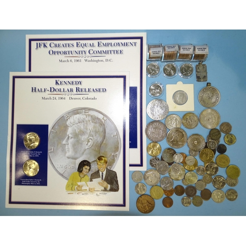 206 - A small collection of World coinage, including Spain 1805 2-Reales, USA 1887 dollar and other coins.... 