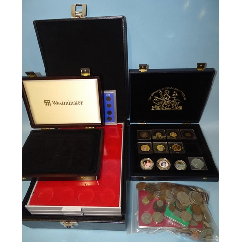 207 - A small collection of British coinage, together with a set of four 'Lindner' trays, in case.... 