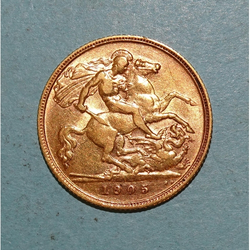 218 - An Edward VII 1905 half-sovereign.