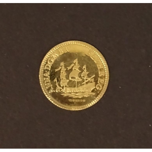 222 - A Queen Anne replica 9ct gold touch piece by Johnson Matthey 1974, within original plastic case and ... 