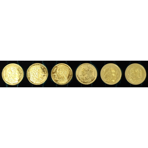 229 - Medallioners Ltd, Prime Ministers of Great Britain, a set of six 22ct gold medals: Robert Walpole, P... 