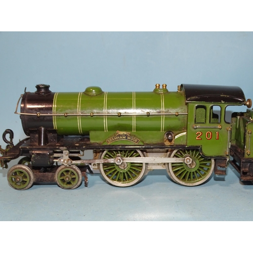 248 - Hornby, O gauge, No.2 Special 4-4-0 LNER locomotive and tender, clockwork, 