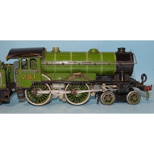 248 - Hornby, O gauge, No.2 Special 4-4-0 LNER locomotive and tender, clockwork, 