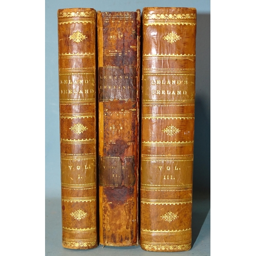 27 - Leland (Thomas), The History of Ireland, three vols, cf gt, repaired, 8vo, Brett Smith, Dublin, 1814... 