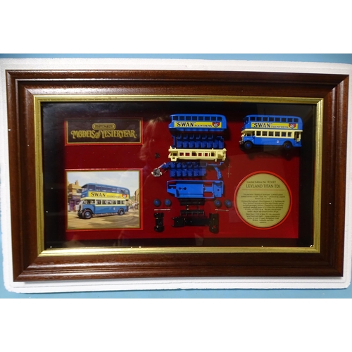 276 - Matchbox, Models of Yesteryear, three framed cabinet issues: Leyland Titan TD1, Preston Tram Car and... 