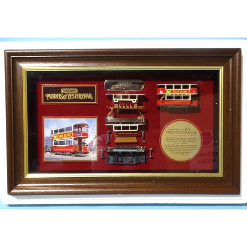 276 - Matchbox, Models of Yesteryear, three framed cabinet issues: Leyland Titan TD1, Preston Tram Car and... 