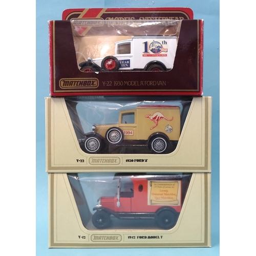 294 - Matchbox, Models of Yesteryear, three pre-production models, all MICA conventions: Y-12 