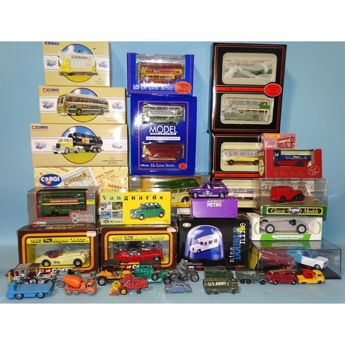 347 - Corgi, Oxford, EFE, a collection of boxed buses, vans and cars and a small collection of play-worn L... 