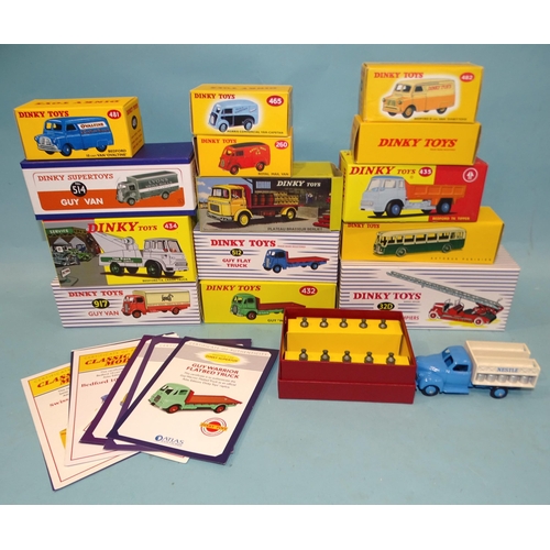 356 - Atlas Dinky, fifteen boxed mainly commercial models, including 250 Nestlé Camion Laitier, 917 Spratt... 