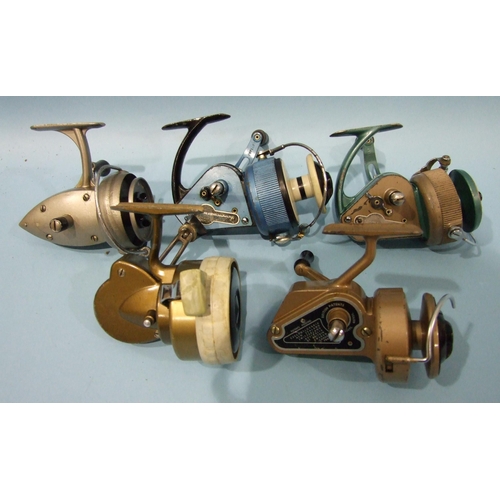 465 - A J W Younge & Sons The Ambidex No.2, retains most of gold finish, two other Ambidex reels and t... 