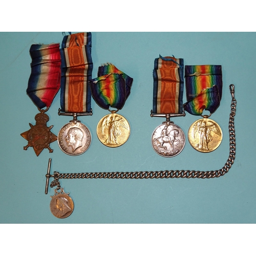 498 - A WWI British medal family group: a trio, 1914-15 Star, War Medal and Victory Medal to 1468 DVR Lt A... 