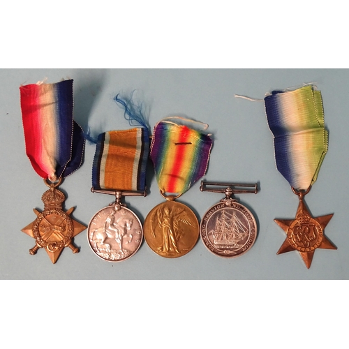 500 - A WWI trio awarded to 268485 A W Wright E.R.A.1 RN: 1914-18 Star, British War and Victory medals and... 