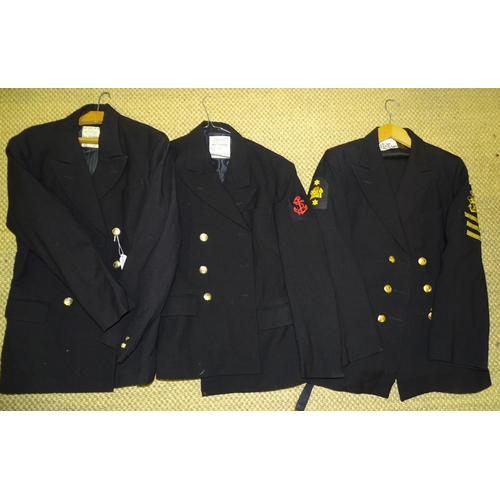 504 - A Royal Navy uniform, CPO, diver, c1960 and two similar jackets, (3).