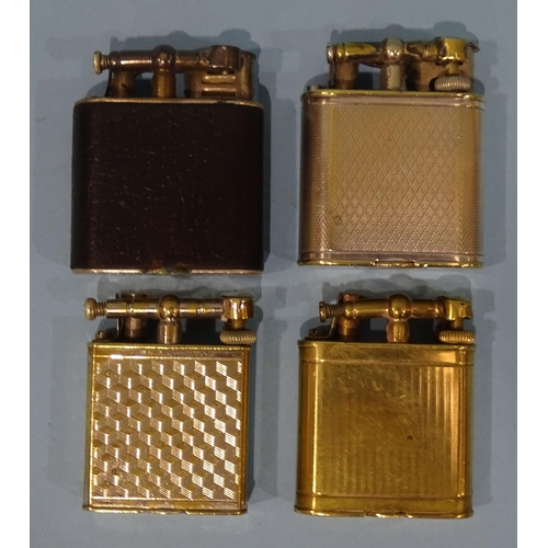 527 - A Dunhill Unique gold-plated lift-arm cigarette lighter, US Patent no.1022140, two other similar sil... 