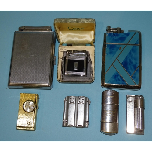 530 - A Colibri Monopol lighter, an Inco Duplex lighter, a Colibri cigarette case/lighter, a Foskr gold-pl... 