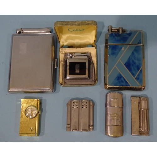 530 - A Colibri Monopol lighter, an Inco Duplex lighter, a Colibri cigarette case/lighter, a Foskr gold-pl... 