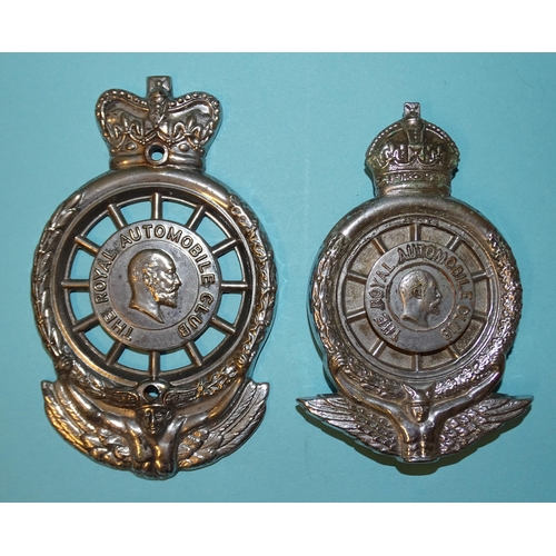 538 - Two Edward VII RAC car badges numbered MCE 09381 and FLA 2638, (2).