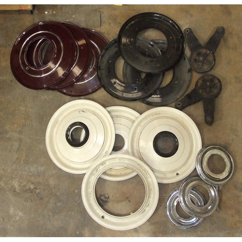 540 - A collection of wheel rims and other Bentley wheel parts, including two shock absorbers.... 