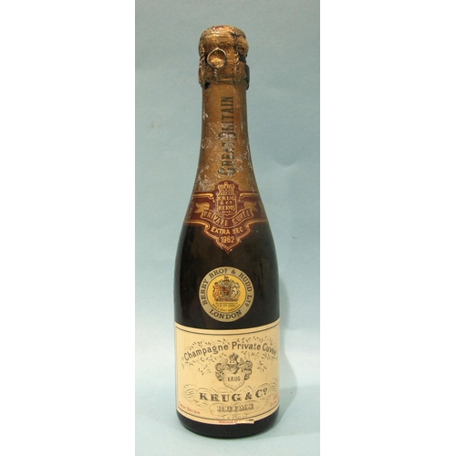 567 - Champagne, Krug Private Cuvée Extra Sec, 1962, one half-bottle, labels good for age, includin... 