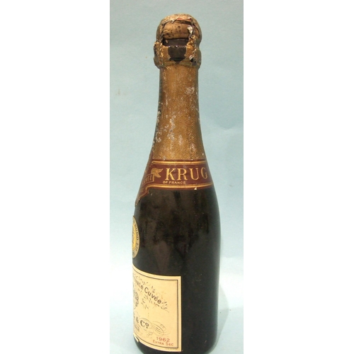 567 - Champagne, Krug Private Cuvée Extra Sec, 1962, one half-bottle, labels good for age, includin... 