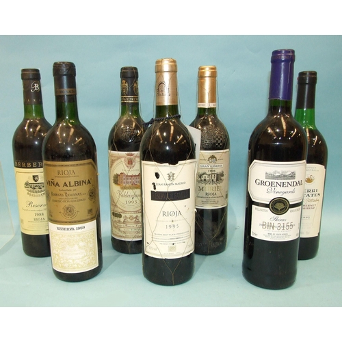 584 - A collection of Rioja: Berberana 1988 one bottle, Palacio de Valdeinfante 1995 one bottle, Vina Albi... 