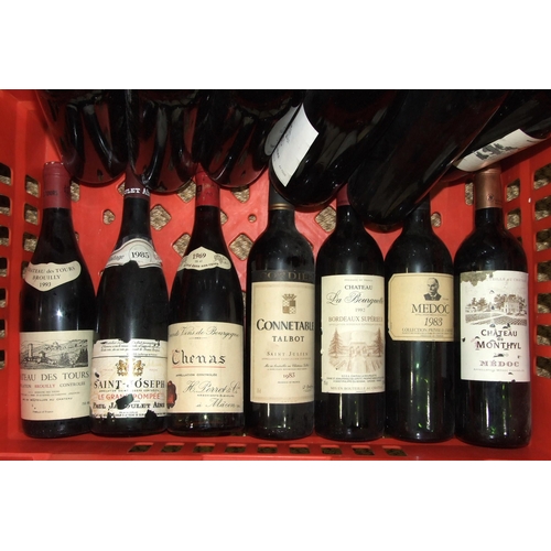 585 - A collection of thirteen bottles of red wine, mainly French, 1980's and 1990's.