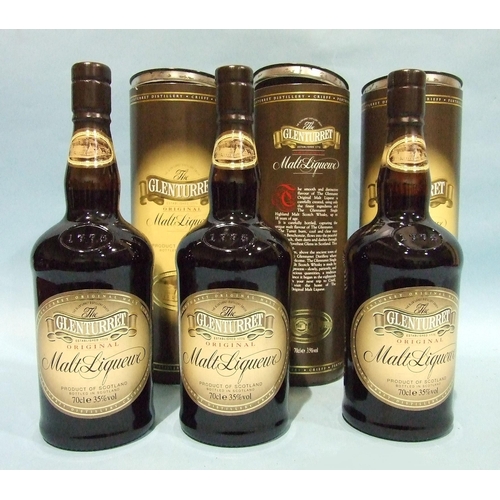 595 - Glenturret Malt Liqueur, 35% vol, 70cl, in sleeve, three bottles.