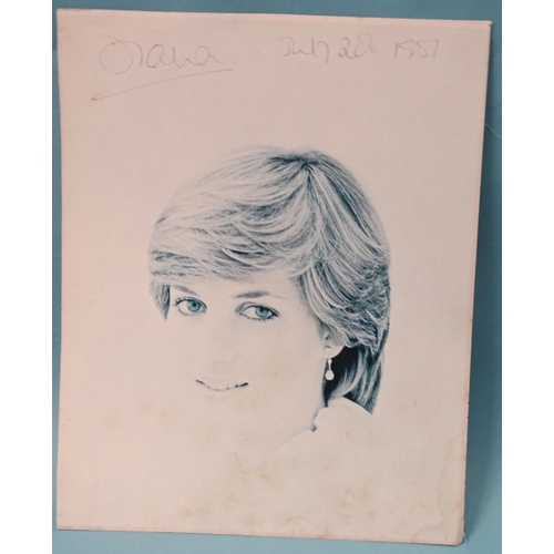 75 - Diana, Princess of Wales, signature, in pen on a very faded 25.5 x 20cm photograph 