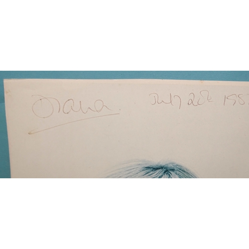 75 - Diana, Princess of Wales, signature, in pen on a very faded 25.5 x 20cm photograph 